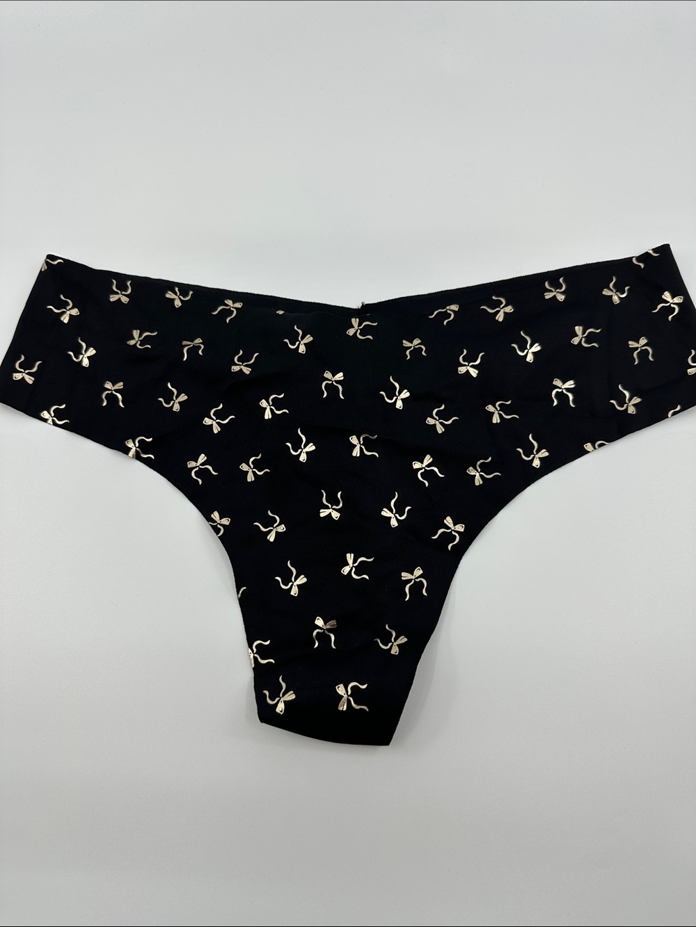 Victoria's Secret Black Bikini Briefs with Gold Bow Print